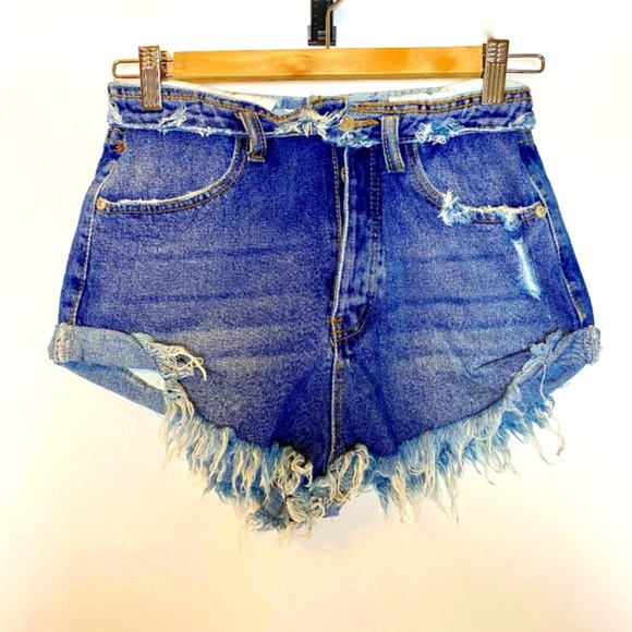 Millennial Pink Shorts Cut Off High Rise Jean - Picture 1 of 7